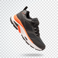 Orange und Weiß Unterseite Sport Schuh Design transparent Hintergrund mit Schatten psd