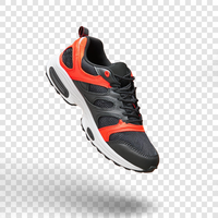 Orange und schwarz Unterseite Sport Schuh Design transparent Hintergrund mit Schatten psd