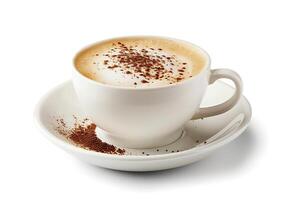 realistic cappuccino hot isolated on white background. Clipping path included photo