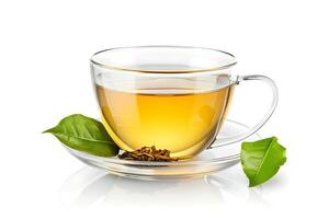 realistic Green tea hot isolated on white background. Clipping path included --ar 32 photo