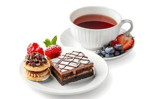realistic Afternoon Tea isolated on white background. Clipping path included photo