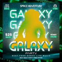 GALAXY PARTY AT NIGHT POSTER FLYER TEMPLATE psd