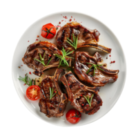 Mutton Champ Grilled in a Plate on Transparent Background png