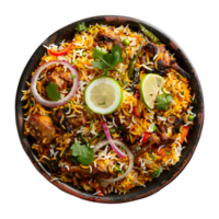 indio tradicional Biryani plato en transparente antecedentes png