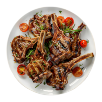 Mutton Champ Grilled in a Plate on Transparent Background png