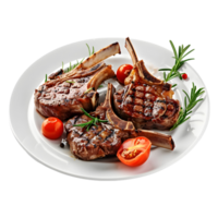 Mutton Champ Grilled in a Plate on Transparent Background png