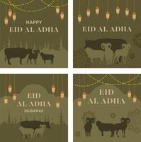 Eid Al Adha background template set for social media vector