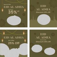 Green Eid Al Adha special template set vector
