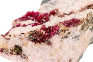 Macro stone Erythrite mineral on white background photo