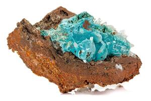 Macro stone Hemimorphite mineral on white background photo