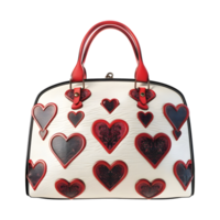 Ladies Bag with Hearts on it on Transparent Background png