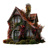 casa coberto com folhas em transparente fundo png