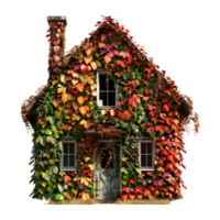 maison couvert avec feuilles sur transparent Contexte png