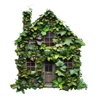 maison couvert avec feuilles sur transparent Contexte png