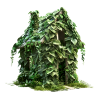 Casa coperto con le foglie su trasparente sfondo png