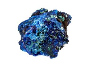 Macro mineral stone Malachite and Azurite against white background photo