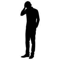 A man Thinking with feel tension silhouette vector