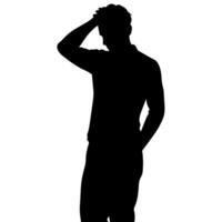 A man Thinking with feel tension silhouette vector