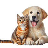 Cute cat and dog togather on transparent background png