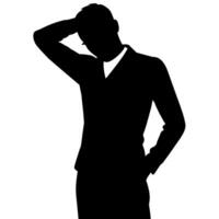 A man Thinking with feel tension silhouette vector