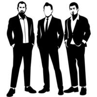 Business people standing with VIP pose silhouette vector