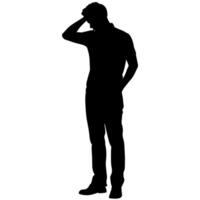 A man Thinking with feel tension silhouette vector