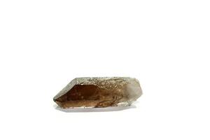 Macro mineral stone smoky quartz, rauchtopaz on a white background photo