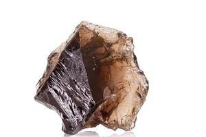 Macro stone mineral smoky quartz on a white background photo