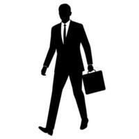 A professional Business man walking with holding briefcase silhouette vector