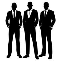 Business people standing with VIP pose silhouette vector