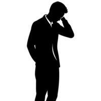 A man Thinking with feel tension silhouette vector