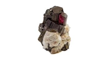 Macro tourmaline mineral stone on white background photo