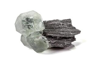 Macro stone Fluorite mineral on white background photo