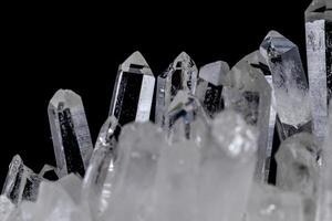 Macro Mineral Stone Rhinestone in Crystals on a Black Background photo