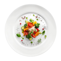 Generated AI plate with vegetables and herbs on it isolated on transparent background png