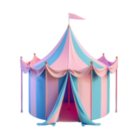 gegenereerd ai een roze en blauw circus tent geïsoleerd Aan transparant achtergrond png