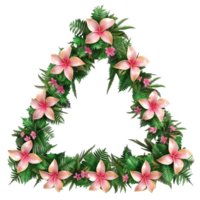 Generated AI ropical flowers in a triangle shape on transparent background png