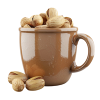 Generated AI pistachio nuts in a cup isolated on transparent background png