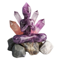 Generated AI a purple statue sitting on top of rocks on transparent background png