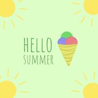 Hello summer. Ice cream and sun. illustration vector