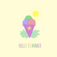 Hello summer. Ice cream and sun. illustration vector