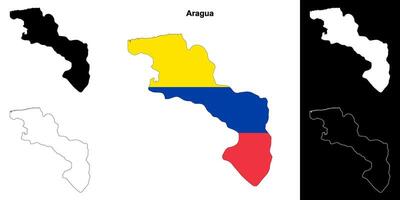 Aragua state outline map set vector