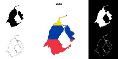 Zulia state outline map set vector