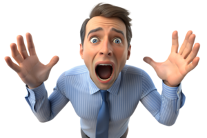 3d man getting nervouse screaming isolated on background png