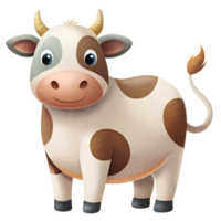 Illustration of Digital Painting, cute cow isolated on background png