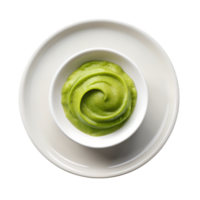 vue de dessus, blanc céramique assiette de wasabi sauce isolé sur Contexte png