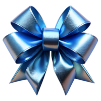 metallic blue ribbon bow isolated on background png