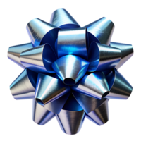 metallic blue ribbon bow isolated on background png