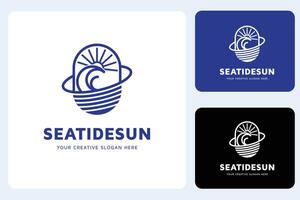 Sea Tide Sunset Logo Design Template vector