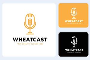 Modern Wheat Podcast Logo Design Template vector